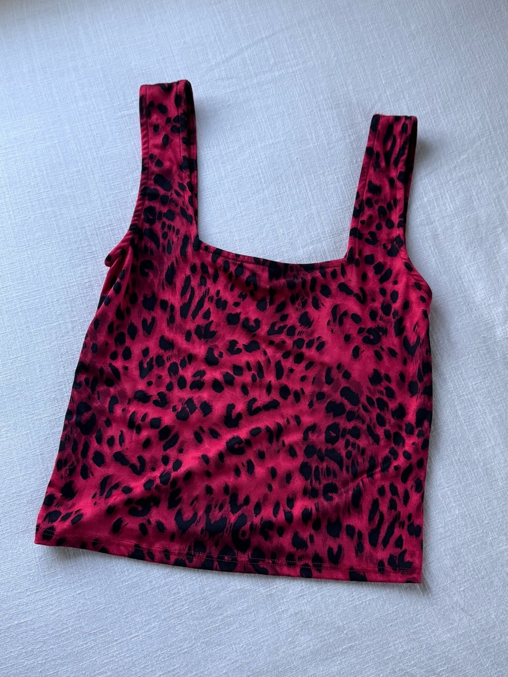 Vibe Red and Black Leopard-Print Square Neck Tank